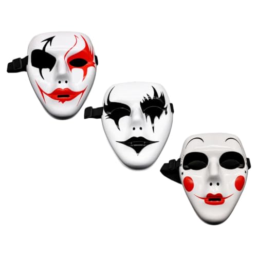 FRCOLOR 3 Stück Handbemalte Cosplay Masken Halloween Kostüm Accessoire Leichte Atmungsaktive Party Masken für Erwachsene und Teens Vielseitig für Karneval Fasching Maskenball und Halloween von FRCOLOR