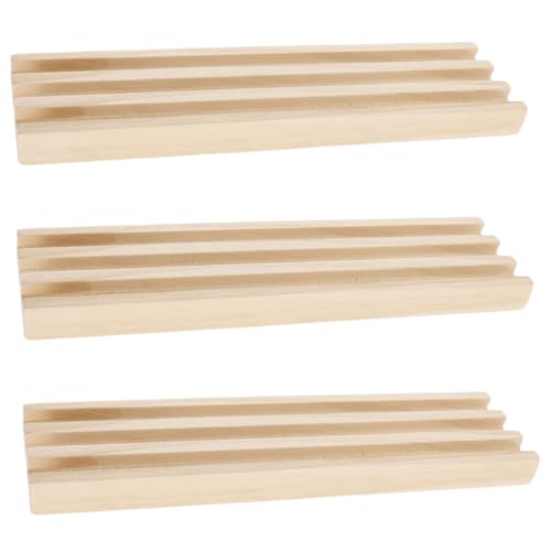 FRCOLOR 3 Stück Holz Domino Racks Stabile Domino Halterung für Mexikanisches Train Spiel Elegante Ablage mit Rutschfesten Füßen von FRCOLOR