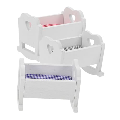 FRCOLOR 3 Stück Maßstab Babybett Modell für Puppenmöbel Kinderzimmer Dekoration Sicher Langlebig für Puppenhaus Zubehör von FRCOLOR