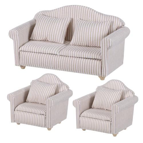 FRCOLOR 3 Stück Maßstab Wohnzimmer Möbel Deko mit Einzelsesseln und Doppelsitz Couch für Puppenhaus Wohnzimmer Schlafzimmer Spielzimmer FRCOLOR 3 Stück Maßstab Wohnzimmer Möbel Deko mit Einzelsesseln und Doppelsitz Couch für Puppenhaus Wohnzimmer Schlafzimmer Spielzimmer von FRCOLOR