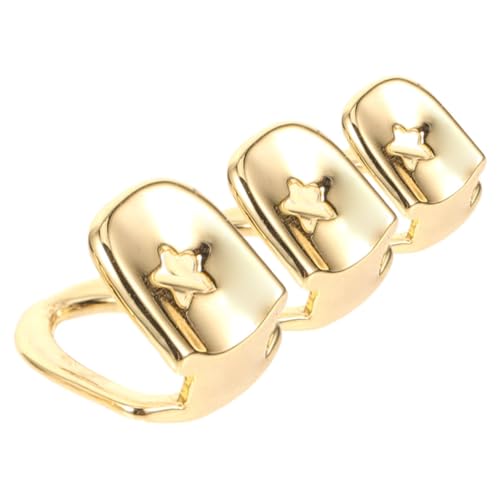 FRCOLOR 3 Stück Metal Single Tooth Grill Hip Hop Zahnschmuck Goldzahn Aufsteckbar Komfortabel Passend Für Rapper Bühnenauftritte Cosplay Party Zubehör Teiliges von FRCOLOR