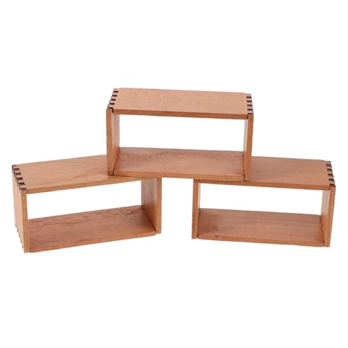 FRCOLOR 3 Stück Mikrospeicherschrank mini bücherregal mini Schrank Puppenhaus-Bücherregalmodell Miniatur-Puppenhausschrank Miniaturanzeigeschrank Miniatur-Holzregal hölzern Beige von FRCOLOR