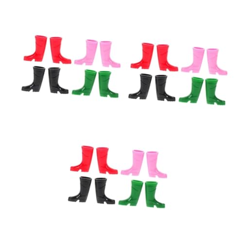 FRCOLOR 3 Stück Mini Regenstiefel Kunststoff Puppenhaus Zubehör Realistische Miniatur Gummistiefel in Schwarz Rot Grün für Kreative Dekoration und Spiel von FRCOLOR