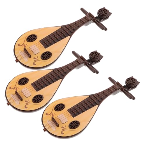 FRCOLOR 3 Stück Miniatur Chinesisches Pipa Musikinstrument Teiliges Puppenhaus Dekoration Miniaturspielzeug aus Langlebigem Kunststoff Detailreich und Geruchlos für Miniaturhäuser von FRCOLOR