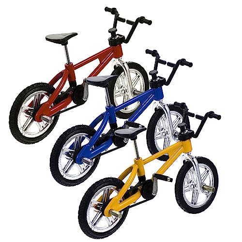 FRCOLOR 3 Stück Miniatur Finger Mountainbike Teilig Leichte Legierung Farbenfrohe Deko und Lernspielzeug Glatte Oberfläche Stressabbauendes Fingerspielzeug für Erwachsene von FRCOLOR