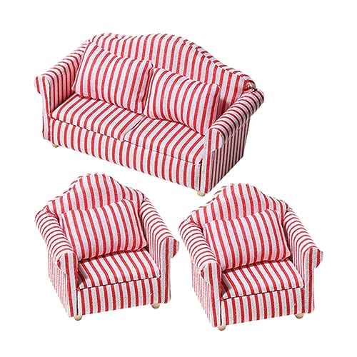 FRCOLOR 3 Stück Miniatur Sofa Couch Modell Rote und Weiße Streifen Puppenhaus Zubehör für Kinderzimmer und Dekoration FRCOLOR 3 Stück Miniatur Sofa Couch Modell Rote und Weiße Streifen Puppenhaus Zubehör für Kinderzimmer und Dekoration von FRCOLOR