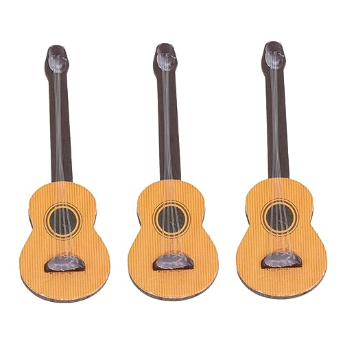 FRCOLOR 3 Stück Miniaturgitarre Dekoration Teiliges aus Hochwertigem Holz für Schreibtisch und Puppenhaus Niedliches Design für Musikalische Jedem von FRCOLOR