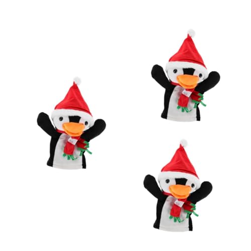 FRCOLOR 3 Stück Niedliche Weihnachts-Pinguin Fingerpuppen aus Weichem Plüsch für Interaktives Rollenspiel Festliche Handpuppen für Eltern-Junge Mädchen-Spiele und Kreative von FRCOLOR