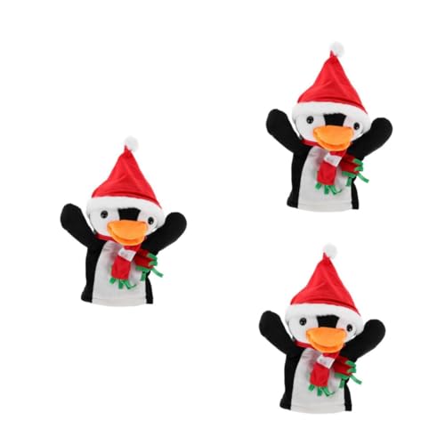 FRCOLOR 3 Stück Niedliche Weihnachts-fingerpuppe Pinguin Plüsch Handpuppe für Weiche Kuscheltiere zum Geschichtenerzählen und Interaktiven Eltern-Junge Festliche Deko von FRCOLOR