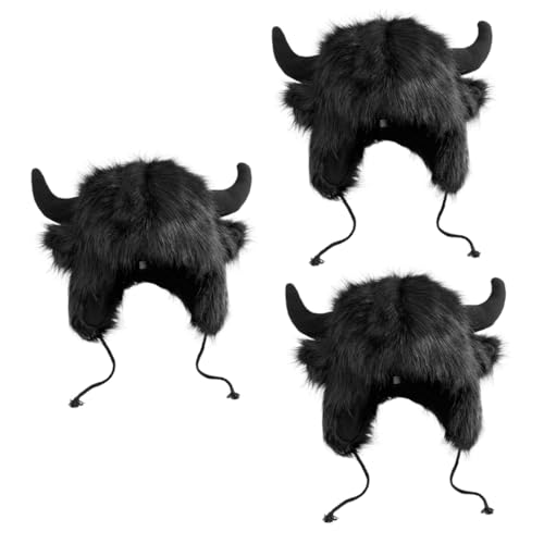 FRCOLOR 3 Stück Plüschmütze Aus Ochsenhorn Für Den Winter Kuh Fälschung Hörner Ochsenhornhut Für Erwachsene Cosplay-partyhut Plüschhut Aus Ochsenhorn Black Tuch FRCOLOR 3 Stück Plüschmütze Aus Ochsenhorn Für Den Winter Kuh Fälschung Hörner Ochsenhornhut Für Erwachsene Cosplay-partyhut Plüschhut Aus Ochsenhorn Black Tuch von FRCOLOR