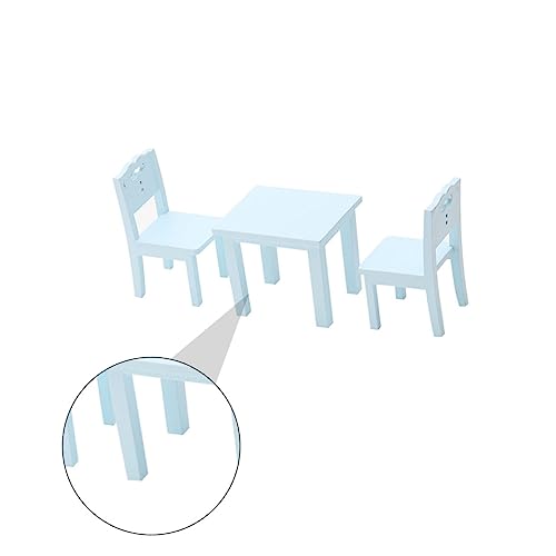 FRCOLOR 3 Stück Puppenhaus Set Blaue Mini Schreibtisch und Stuhlmodelle DIY Zubehör für Puppenhaus Schlafzimmer Glatte Oberfläche und Robust von FRCOLOR