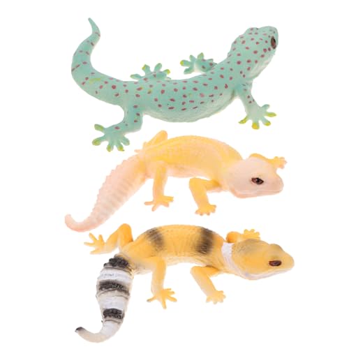 FRCOLOR 3 Stück Realistische Gecko Tiermodell mit Detailgetreuem Design Glatter Oberfläche Sicher für Kleine Reptilienfiguren als Garten und Pflanzen Deko Sowie Lernspielzeug von FRCOLOR