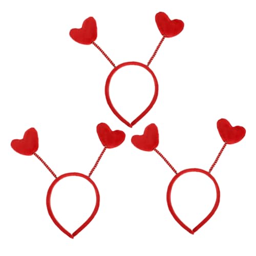 FRCOLOR 3 Stück Roten Herz Haarreifen Niedliche Haarschmuck für Mädchen und Damen Atmungsaktive Stoffhaarbänder für Valentinstag für Partys und Alltagsgebrauch von FRCOLOR