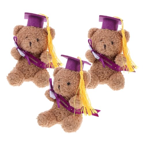 FRCOLOR 3 Stück Teiliges Abschlussbär Plüschset mit Doktorhut Weiches Kuscheltier als Abschlussgeschenk für Familie und Freunde Dekorativer Plüschbär für Abschlussfeier Klasse von FRCOLOR