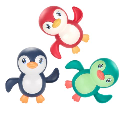 FRCOLOR 3 Stück Teiliges Badespielzeug Aufziehbare Schwimmende Pinguin Badewannenspielzeuge Für Junge Mädchen Sicher Frei Farblich Sortiert Blau Grün Rot von FRCOLOR