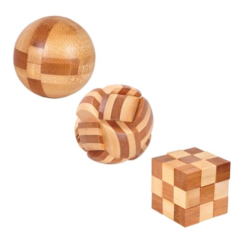 FRCOLOR 3 Stück Teiliges Bambus Kreatives Puzzle für Erwachsene für Intelligenz und Hand Augen Koordination von FRCOLOR