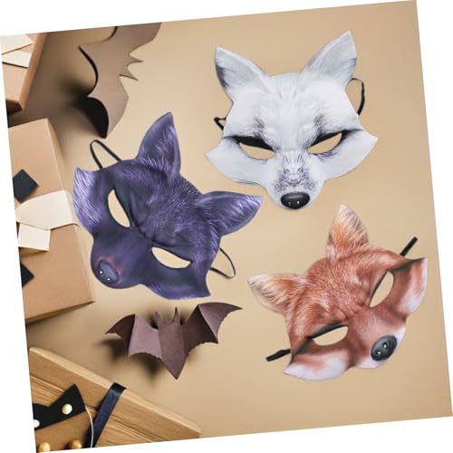 FRCOLOR 3 Stück Teiliges Fox Half Face Mask aus EVA Halloween Party Maske Elastisch Leichte Cosplay Kostüm Halbgesichtsmaske für Karneval Maskerade Geburtstag Verkleidung von FRCOLOR