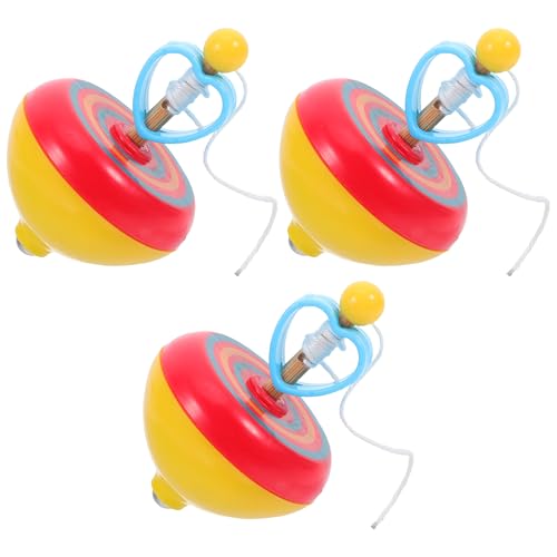 FRCOLOR Kreiselspielzeug für Kinder 3 Stück Zieh Schnur Gyros Lustiges und Sicheres Spielzeug für Eltern Kind Interaktion Pädagogisches Spielzeug für Drinnen und Draußen von FRCOLOR