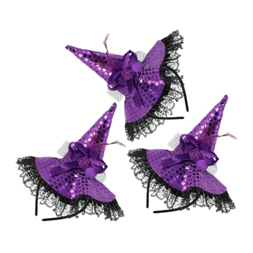 FRCOLOR 3 Stück Teiliges Halloween Hexenhut Haarreif Leichter Bequemer Kopfschmuck für Damen und Vielseitiges Party und Cosplay Accessoire für Halloween Feiern und Kostümfeste von FRCOLOR