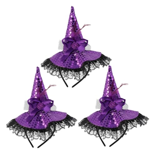 FRCOLOR 3 Stück Teiliges Hexenhut Haarband mit Spitzen und Paillettenverzierung Leichter Halloween Haarreif für Damen und Tragbares Party Accessoire für Halloween und Cosplay FRCOLOR 3 Stück Teiliges Hexenhut Haarband mit Spitzen und Paillettenverzierung Leichter Halloween Haarreif für Damen und Tragbares Party Accessoire für Halloween und Cosplay von FRCOLOR