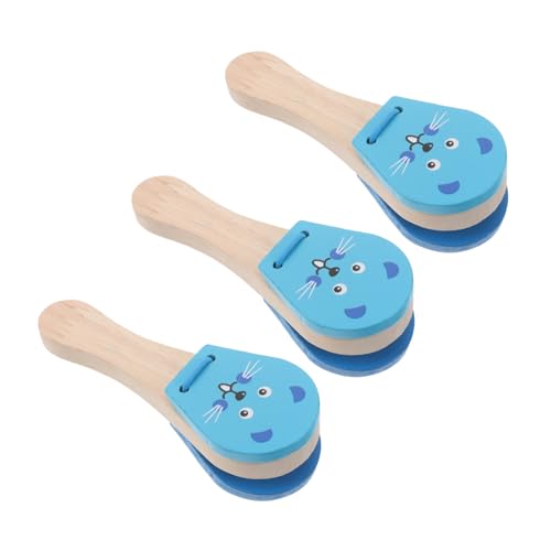 FRCOLOR 3 Stück Teiliges Holz Klappinstrument mit Mausmotiv Percussion Instrument Ergonomisch für Kleine Hände Fördert Frühe Musikbildung Hand Auge Koordination und Kognitive Entwicklung von FRCOLOR