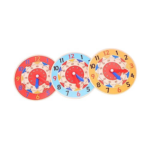 FRCOLOR 3 Stück Teiliges Holz Lernspielzeug Uhr Bunte Lernuhr für Kleinkinder Fördert Logisches Denken Kommunikation und Zahlenverständnis Sicher Poliert für Kleine Hände von FRCOLOR