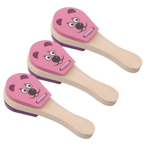 FRCOLOR 3 Stück Teiliges Holzklapper Kastagnetten für Kleinkinder Ergonomisch Geformt Tierisches Design Leicht zu Greifen Pädagogisches Schlaginstrument für Frühe Musikbildung und von FRCOLOR