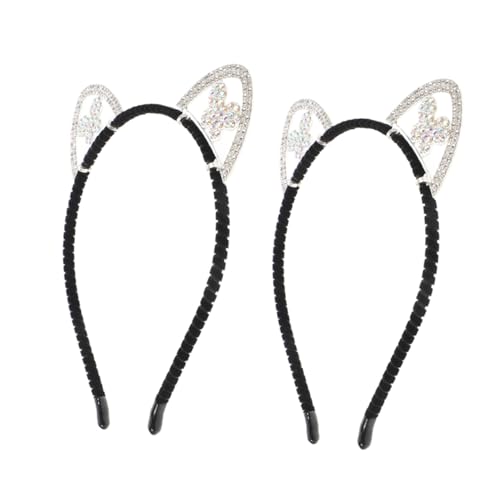 FRCOLOR 3 Stück Teiliges Katzenohren Haarband mit Kristallen Glitzerndes Stirnband für für Halloween Partys und Cosplay Haarschmuck Accessoire von FRCOLOR