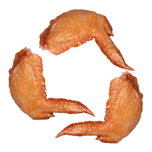 FRCOLOR 3 Stück Teiliges Künstliche Gebackene Hähnchenflügel PVC Simuliertes Lebensmittelmodell Realistische Deko für Zuhause Supermarkt und Gastronomie von FRCOLOR
