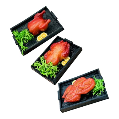 FRCOLOR 3 Stück Teiliges Miniatur Essensset mit Gebratenem Hähnchen Gans und Ente Realistische Mini Küchen Dekoration für Puppenhaus für Kreative Bastelprojekte von FRCOLOR