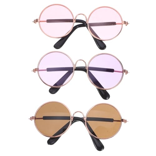 FRCOLOR 3 Stück Teiliges Miniatur Puppenbrillen aus Metall mit Faltbarem Gestell Realistische Kleine Runde Drahtbrillen für Puppenhaus Dekoration und Bastelzubehör von FRCOLOR