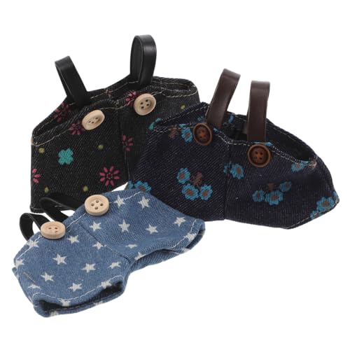 FRCOLOR 3 Stück Teiliges Plüsch Puppenbekleidung Weiche Kinderfreundliche Baumwolle Latzhosen in Hellblau Dunkelblau und Schwarz mit Stern Blumenmuster Niedliche DIY Bären-Outfits für FRCOLOR 3 Stück Teiliges Plüsch Puppenbekleidung Weiche Kinderfreundliche Baumwolle Latzhosen in Hellblau Dunkelblau und Schwarz mit Stern Blumenmuster Niedliche DIY Bären-Outfits für von FRCOLOR