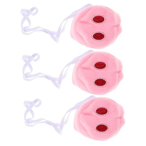 FRCOLOR 3 Stück Teiliges Plüsch Schweinsnasen Kostümzubehör Niedliche Tiernasen Requisiten für Karneval Halloween Cosplay und Mottopartys Weiche Stoffnasen für Lustige Verkleidungen von FRCOLOR