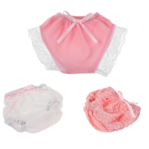 FRCOLOR 3 Stück Teiliges Puppen Windeln Set für Puppen Wiederverwendbare Unterwäsche Weiß Rosa mit Punkten und Spitze Passgenaue Neugeborenen Unterhosen für Fantasievolles Rollenspiel FRCOLOR 3 Stück Teiliges Puppen Windeln Set für Puppen Wiederverwendbare Unterwäsche Weiß Rosa mit Punkten und Spitze Passgenaue Neugeborenen Unterhosen für Fantasievolles Rollenspiel von FRCOLOR