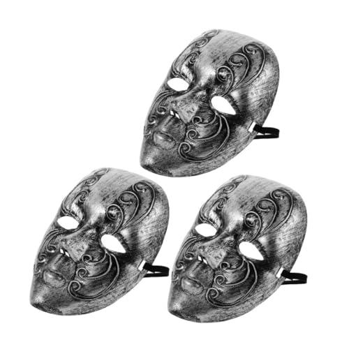 FRCOLOR 3 Stück Teiliges Vintage Masquerade Masken Silber Handgefertigte Venezianische Vollgesichts Masken für Herren und Damen Vielseitig für Karneval Halloween Kostümparty und FRCOLOR 3 Stück Teiliges Vintage Masquerade Masken Silber Handgefertigte Venezianische Vollgesichts Masken für Herren und Damen Vielseitig für Karneval Halloween Kostümparty und von FRCOLOR