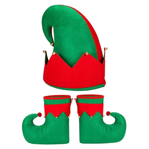 FRCOLOR 3 Stück Teiliges Weihnachts-elfenkostüm mit Mütze und Schuhüberzügen Rot-grün Strapazierfähiges Material Geeignet für Erwachsene für Weihnachtsfeiern und Karneval FRCOLOR 3 Stück Teiliges Weihnachts-elfenkostüm mit Mütze und Schuhüberzügen Rot-grün Strapazierfähiges Material Geeignet für Erwachsene für Weihnachtsfeiern und Karneval von FRCOLOR