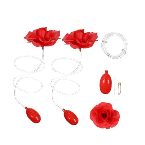 FRCOLOR 3 Stück Wasser Spritzende Rosenbrosche Realistische Fake mit Überraschungs Sprühfunktion Wiederverwendbare Party und Halloween Blume für Lustige Streiche von FRCOLOR