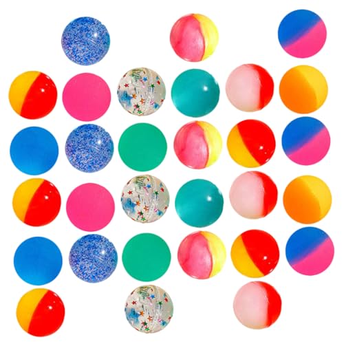 FRCOLOR 30 Stück Teiliges Kleine Bunte Elastische Bälle Springfreudige Spielzeugbälle für Glatte Oberfläche Hoher Absprung Stressabbauend für Partyfüllung und Sensorisches Spiel von FRCOLOR
