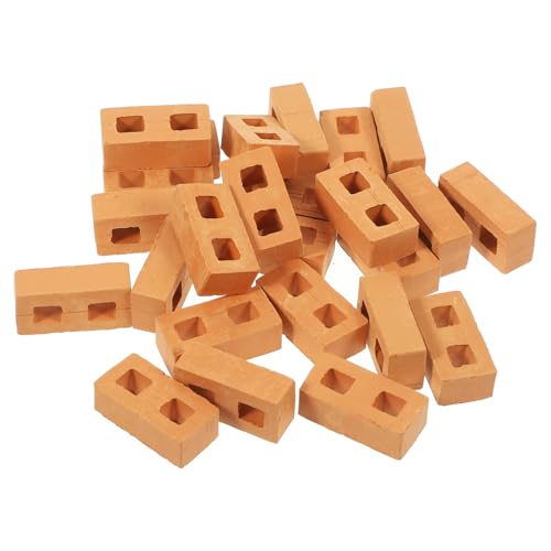 FRCOLOR 30 Stück Teiliges Miniatur Ziegelstein Realistische Rote Kunstziegel Quadratische Form DIY Modellbau für Puppenhaus Gartengestaltung und Vielseitige Bastelsteine für Kreative von FRCOLOR