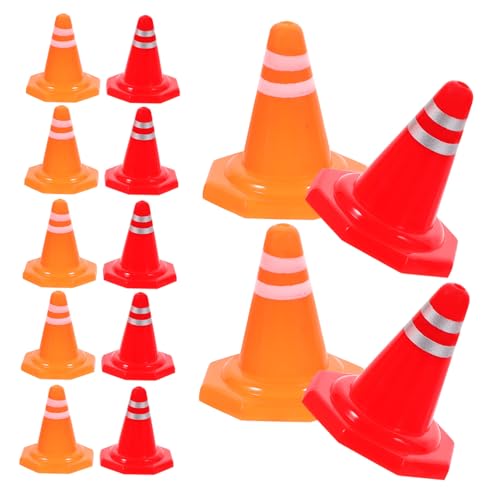 FRCOLOR 30 Stück Teiliges aus Robustem Kleine Verkehrsleitkegel in Rot und Orange Realistische Miniatur für Sandtische Bastelprojekte und Modellbau für Gartenspiele von FRCOLOR