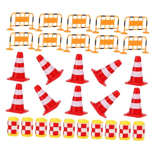 FRCOLOR 30 Stück Verkehrszeichen Teilig für Roten Kegeln Orangefarbener Absperrung und Gelben Warnbalken Verkehrserziehung und Kognitiven Entwicklung von FRCOLOR