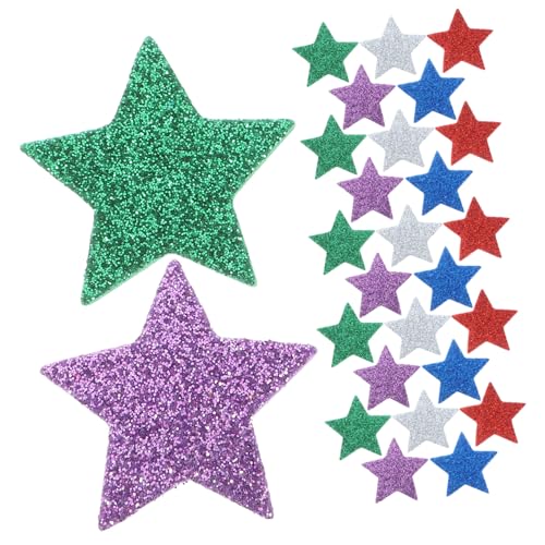 FRCOLOR 300 Stück Selbstklebende Glitter Stern Aufkleber Bunte Schaumstoff Sterne in Rot Grün und Silber Langlebige Dekoration für DIY Basteln Scrapbooks Schule Auto Vielseitig Einsetzbar von FRCOLOR
