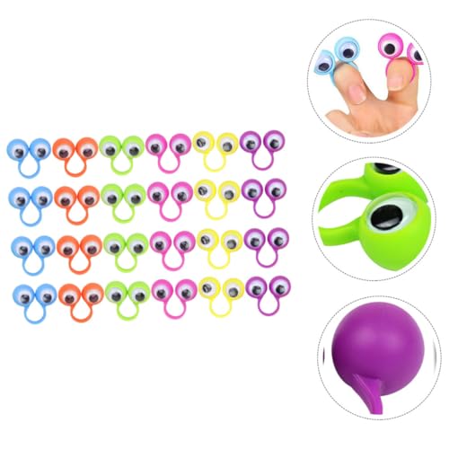 FRCOLOR 36 Stück Teiliges Fingerpuppen mit Beweglichen Großen Augen Bunte Augen Fingerringe als Puppen Zubehör Pädagogisches Kinderspielzeug für Rollenspiele Erzählzeit Zufällige Farbe von FRCOLOR