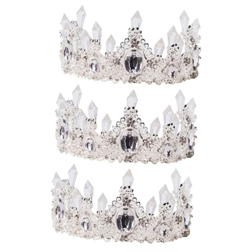 FRCOLOR 3St Kuchen Krone hochzeitsdeko Kristallkrone Geburtstagsparty-Dekoration Haarschmuck aus Strass Babykrone geburtstagstorte dekoration Tiara für Kuchen Göttin Zylinder Dekorationen von FRCOLOR