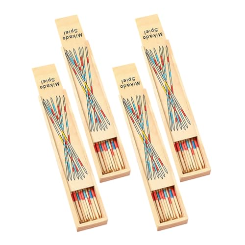 FRCOLOR 4 Boxen Teiliges Holzspielzeug Pick Up Sticks mit Aufbewahrungsbox Pädagogisches Geschicklichkeitsspiel für Fördert Feinmotorik Hand Auge Koordination und Strategisches für von FRCOLOR