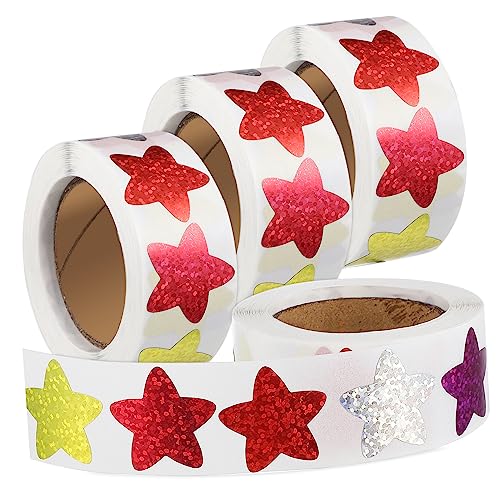 FRCOLOR 4 Rollen Selbstklebende Sternaufkleber für Bunte Belohnungssticker Motivierende DIY Bastelaufkleber für Schule und Kreative Projekte von FRCOLOR