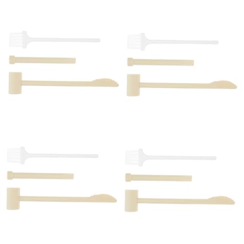 FRCOLOR 4 Sätze Ausgrabungswerkzeug DIY Wissenschaft mit Hammer Chisel Pinsel Robustes Kunststoff Werkzeugset für Mädchen Jungen Pädagogisches Paläontologie Grabspielzeug zum Entdecken von FRCOLOR