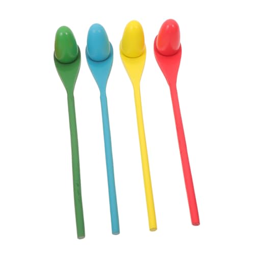FRCOLOR 4 Sätze Balance eierlauf für Outdoor Team Building Geschicklichkeit Training Sicherer Buntes Eier Löffel rennspiel für Geburtstag Schule und Familienaktivitäten von FRCOLOR