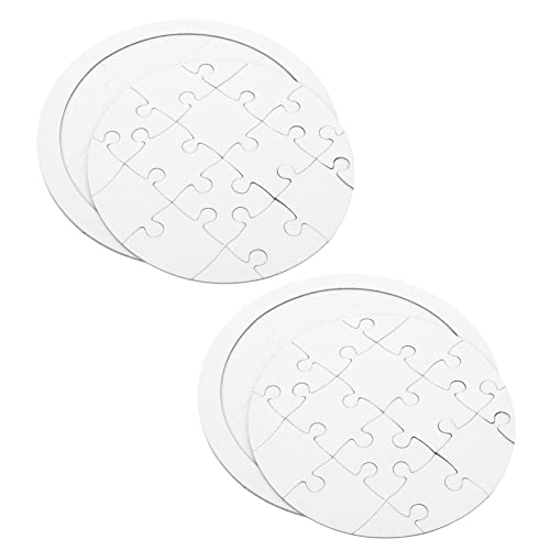 FRCOLOR 4 Sätze DIY Blanko Puzzle Teilig Rund zum Selbergestalten und Anmalen Kinderfreundliches Malmaterial für Kreative Puzzlekunst Leicht Trennbare Puzzleteile für Spielerisches Lernen von FRCOLOR