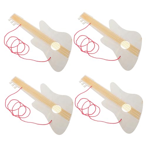 FRCOLOR 4 Sätze DIY Holzgitarre für Unvollendetes Blanko Holzmodell zum Bemalen Kindgerechtes Musikinstrument für Kindergarten Kunstprojekte Kreative Handwerksdekoration von FRCOLOR